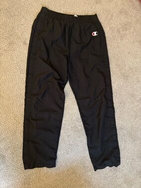 Champion Black Track Pants with Small Logo Tear aways